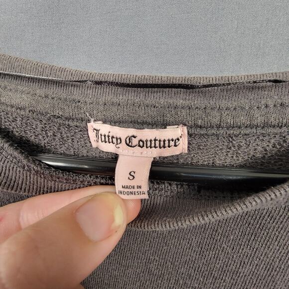 Juicy Couture Not Sorry Gray Graphic Pullover Sweatshirt Blue Lettering - Picture 4 of 9